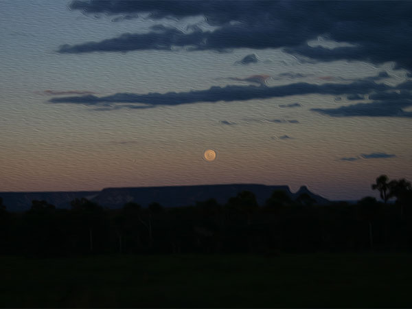 Essa lua nos deu boas-vindas quando a noite caiu - De Palmas ao acampamento no Jalapão - Foto: Amandina Morbeck.