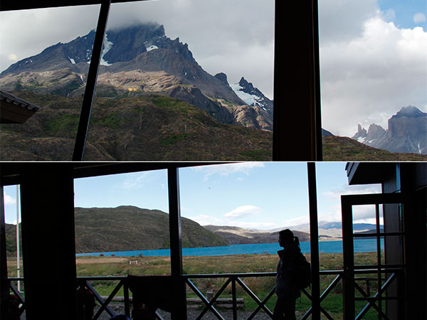 As janelas panorâmicas do restaurante do Refúgio Paine Grande - Torres del Paine, Chile - Fotos: Amandina Morbeck.